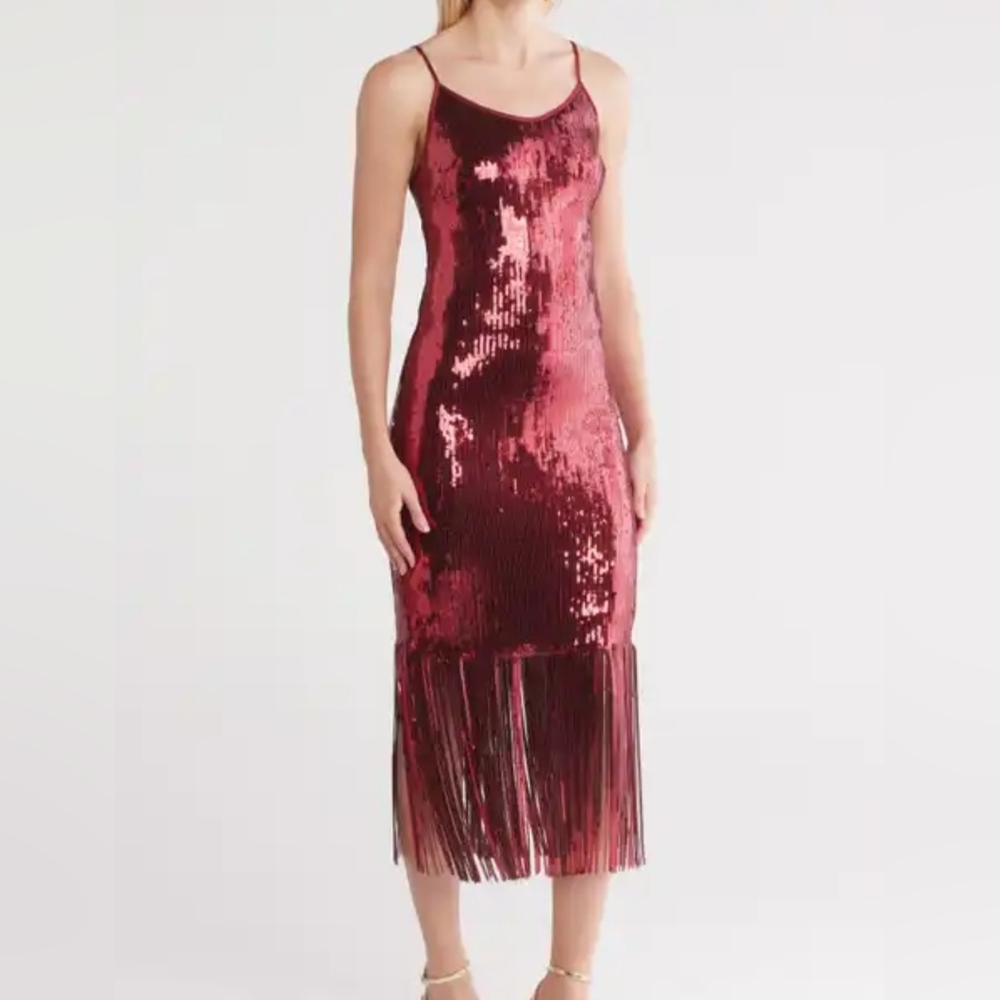 Nanette Lepore Sequin Fringe Slip Dress